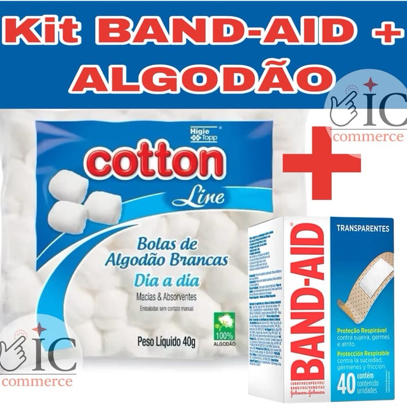 Kit Curativo Band-Aid Original + Algodão Hidrófilo | Primeiros Socorros | Uso Diário