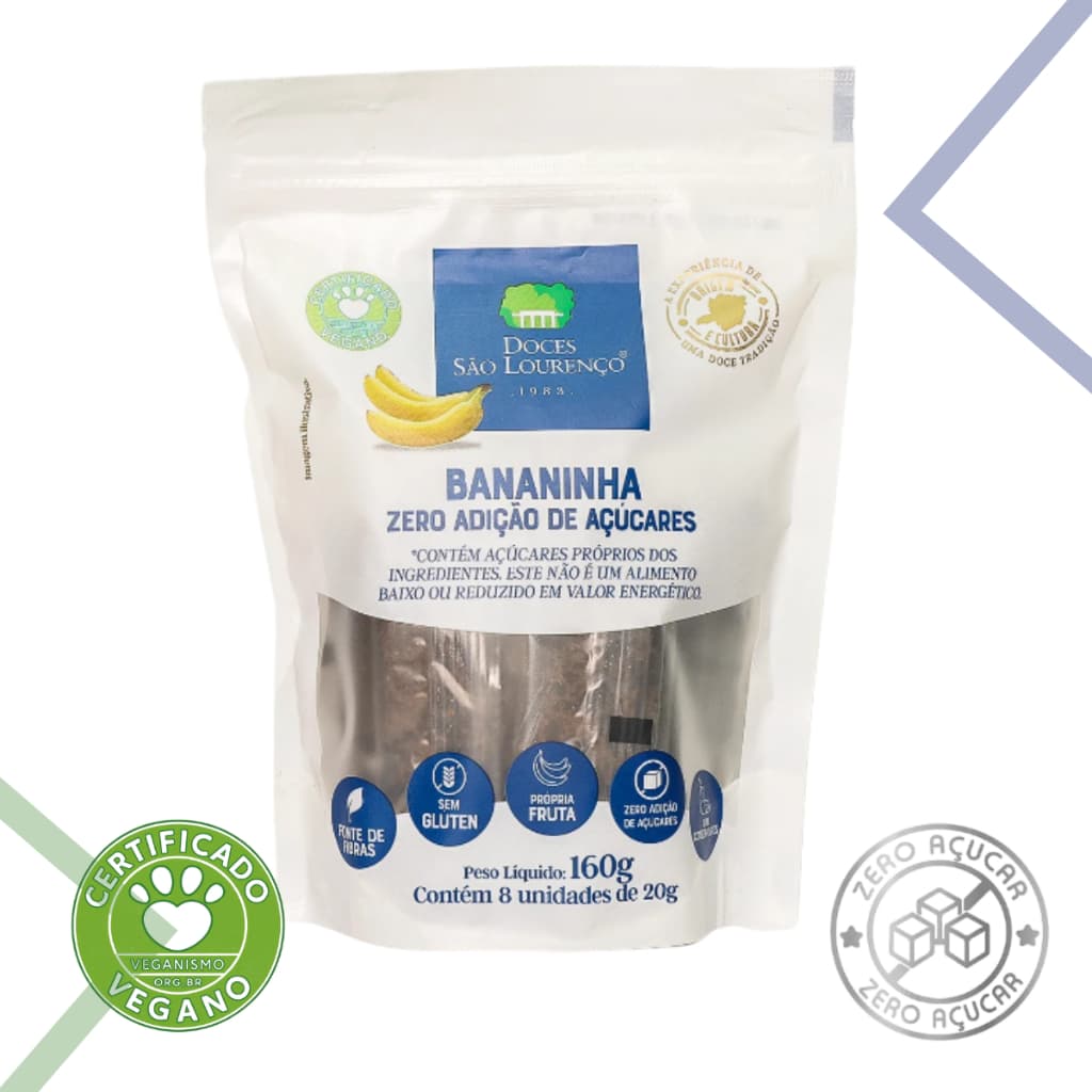 Bananinha Zero Adição de Açúcares 160g – Saudável, Vegana e Sem Glúten