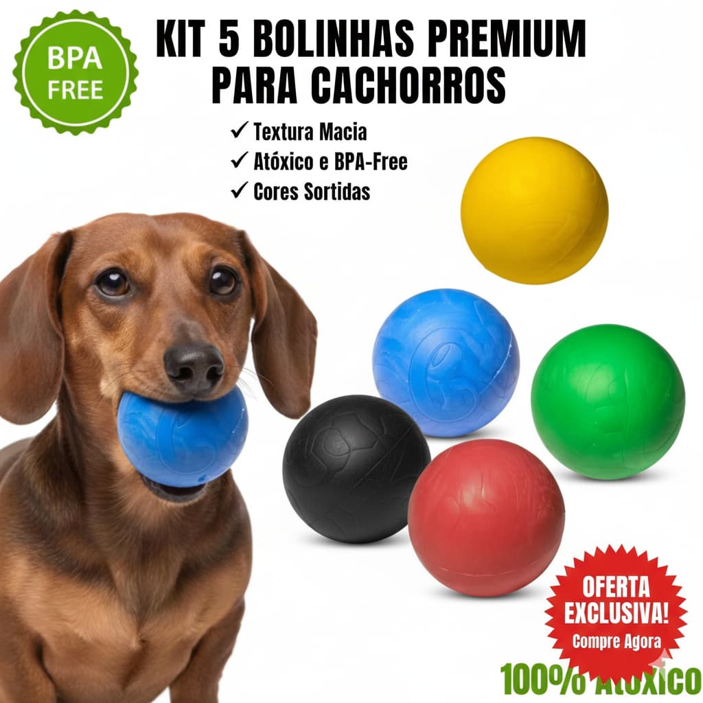Kit 5 Bolinhas Mordedoras pula pula - Tutti Frutti 100% Atóxico (5 cm)