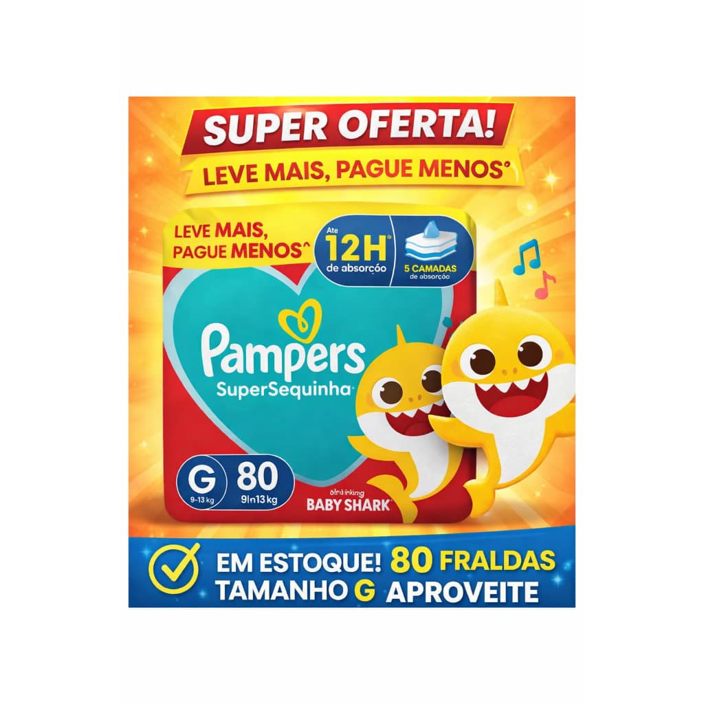 Fralda Pampers SuperSequinha M,G,XG ,XXG Leve Mais Pague Menos