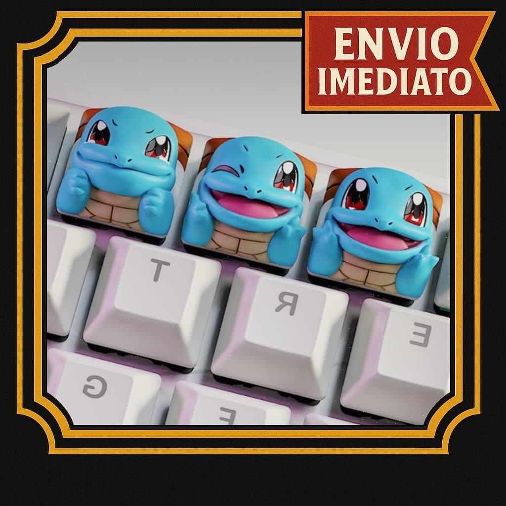 Keycap Squirtle Pokemon Tecla de teclado mecânico setup PC personalizado Squirtle anime Pokémon