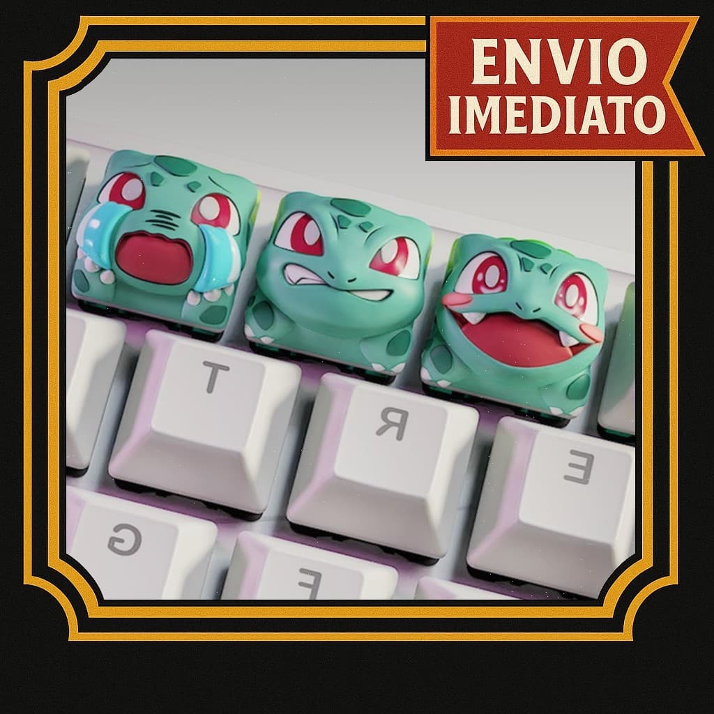 Keycap Bulbassauro Pokemon Tecla de teclado mecânico setup PC personalizado Bulbasaur anime Pokémon