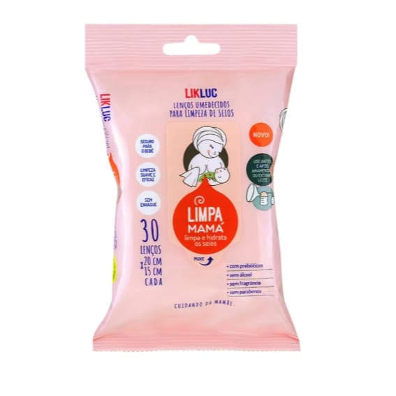 Lenços Umedecidos Limpa Mamá Limpa e Hidrata Seios Cuidados Likluc