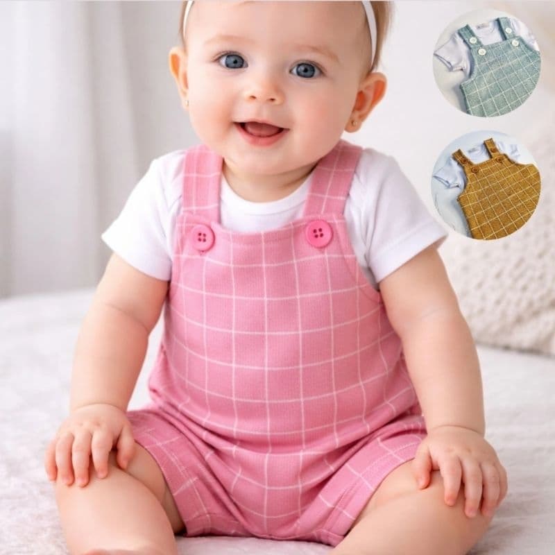 Conjunto Jardineira Bebê Menina Menino Roupas de Verão
