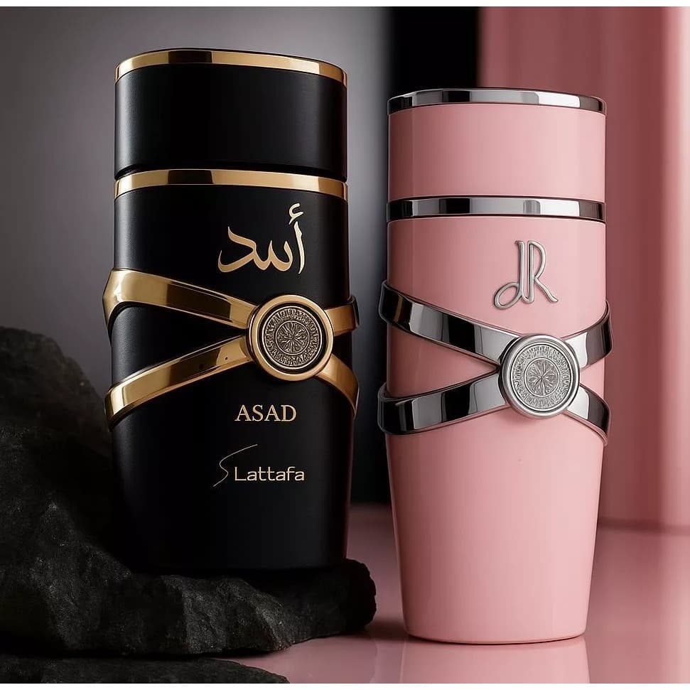 Kit 2 Perfumes Árabe Masculino e Feminino Importado Asad + Yara Fixação Forte Lançamento