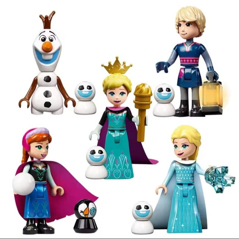 Kit Bonecos Frozen Tipo Lego Elsa Anna Olaf Kristoff – Blocos de Montar Educativos Infantil
