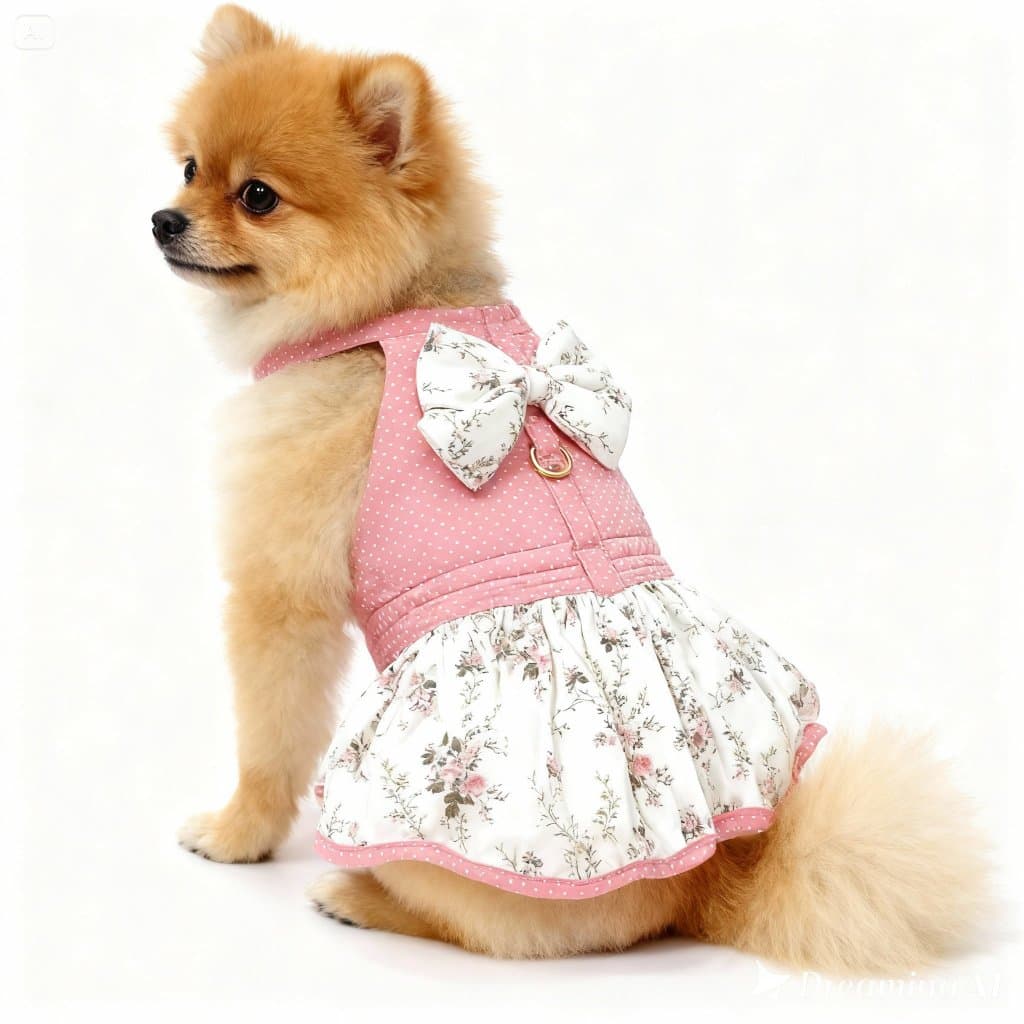 Vestido Pet Luxo para Cachorro Fêmea com Coleira e Guia  Roupa Pet Elegante e Confortável