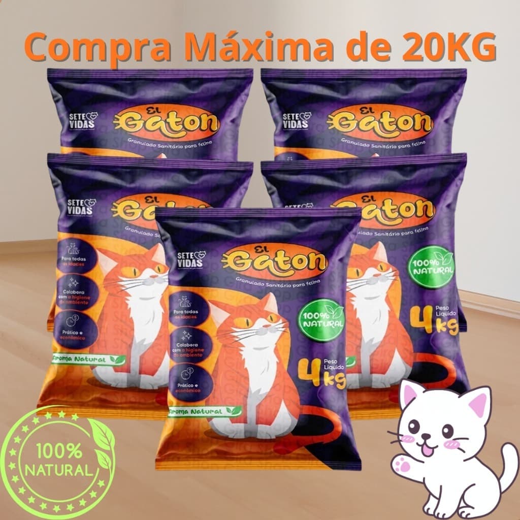 20kg Areia Sanitária Higienica 100% Natural Argila Absorvente para Gatos Ecologica (5x4kg)