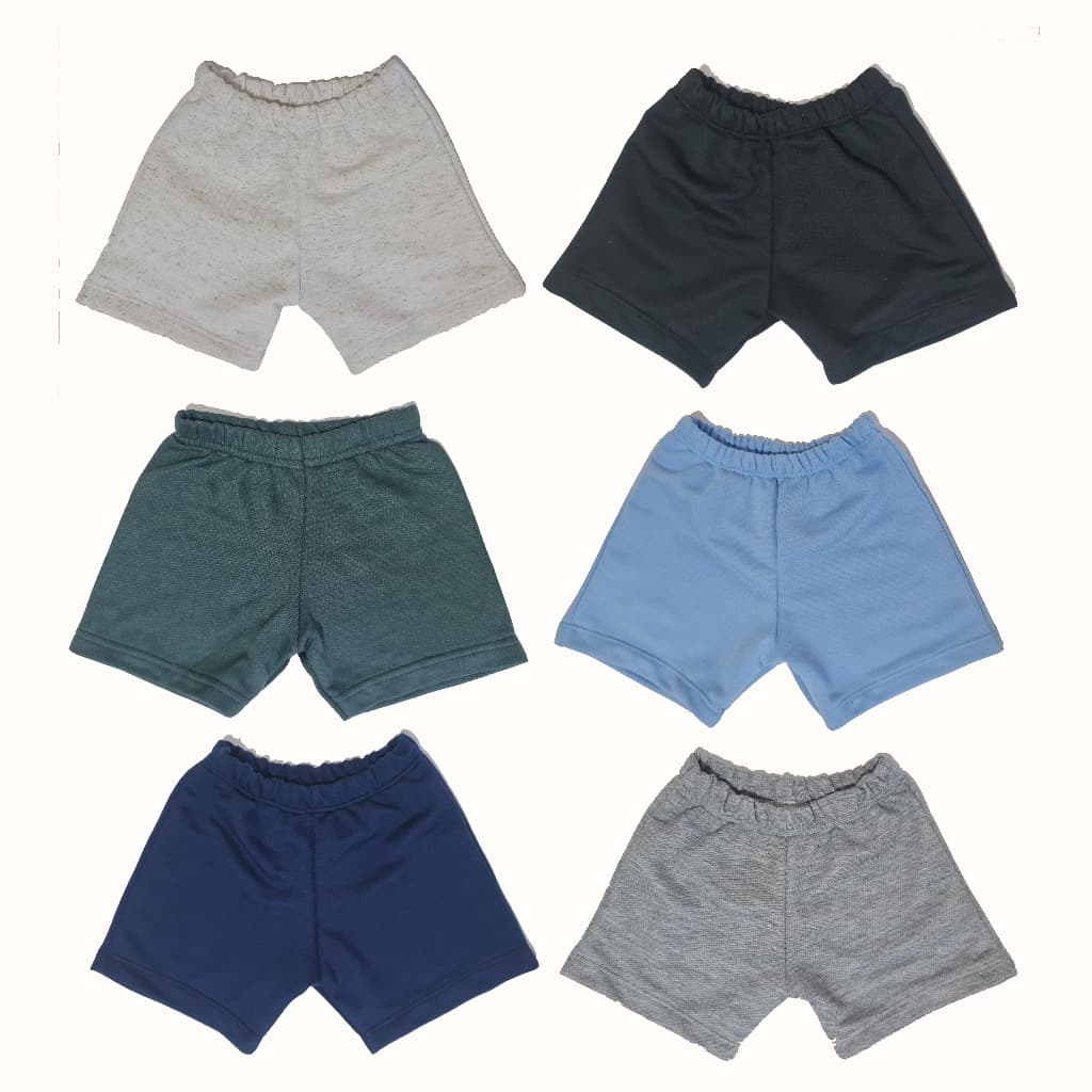 Kit 4 Shorts Bebê Moletinho 100% Algodão Tapa Fralda Infantil Verão RN ao 12 Meses Sortido
