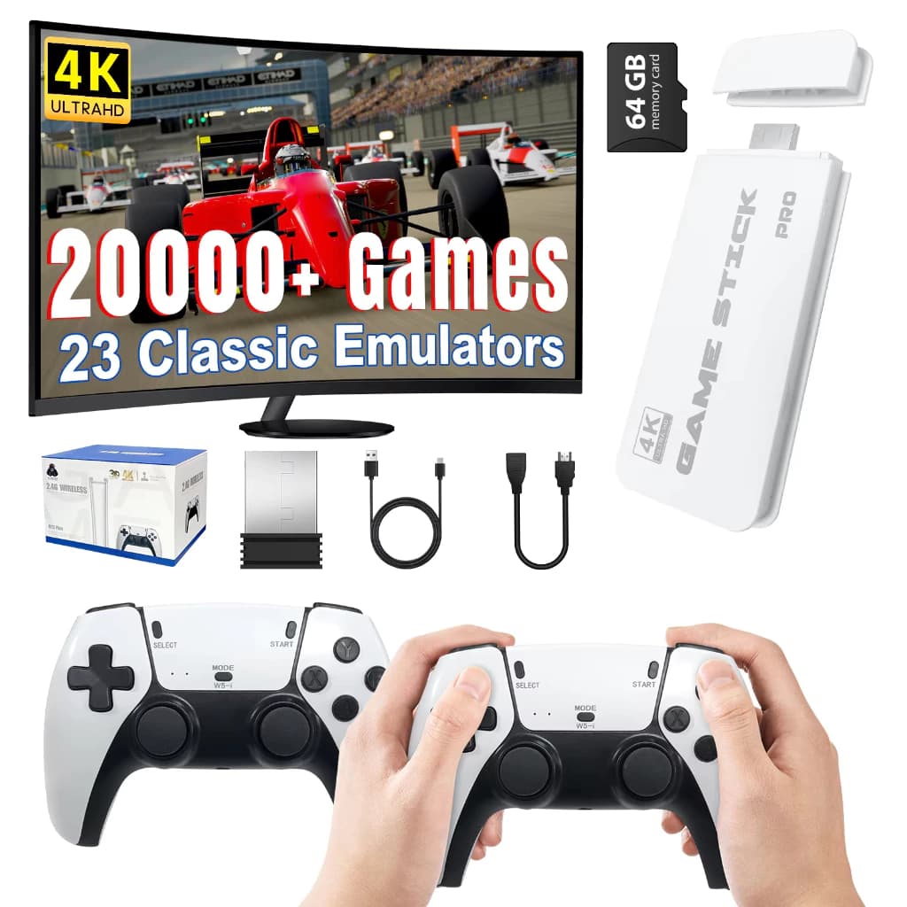 2025 Novo Controle de Videogame M15 Pro 4k 64GB Hdmi com 2 Controles Sem Fio +20.000 Jogos