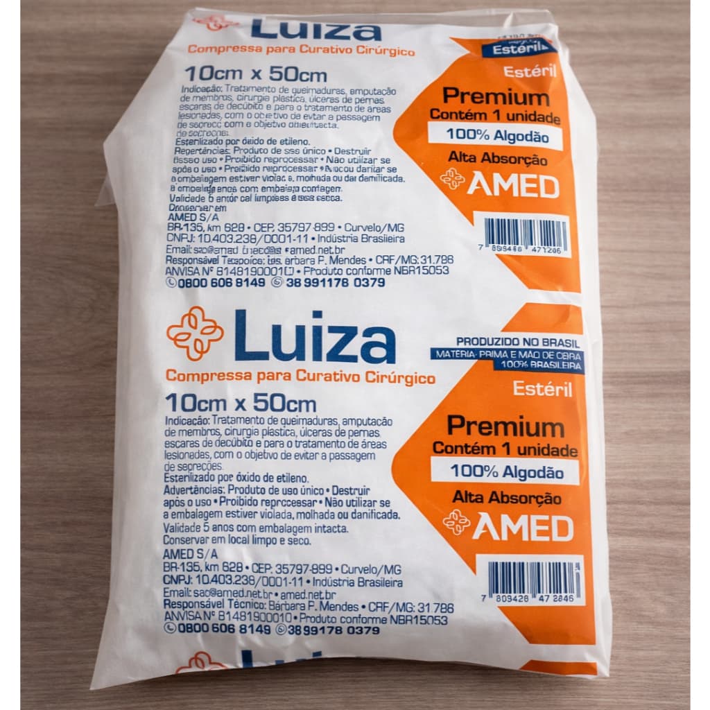 KIT C/ 30 Und.  Curativo Algodonado Estéril 10cm x 50cm (Aberto) Tipo Zobec - AMED