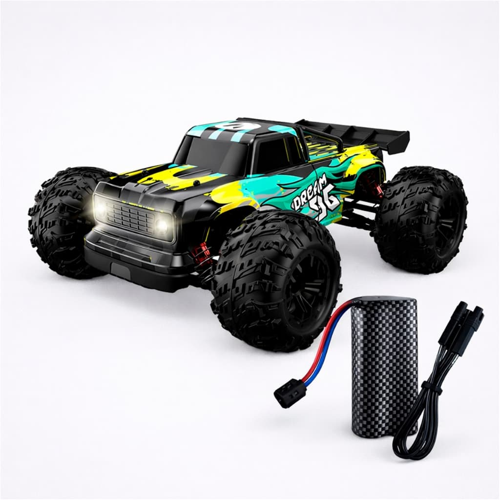 Carrinho RC Profissional 36km/h 4x4 1:16 Bateria Recarregável Lítio 7.4V Off-Road