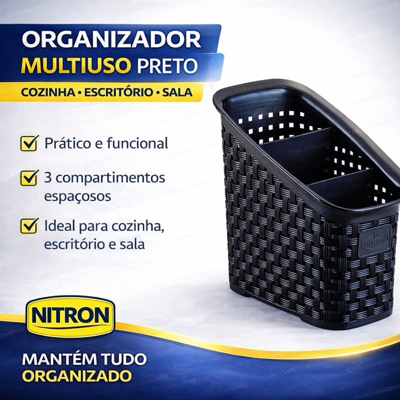 ORGANIZADOR MULTIUSO PRETO COZINHA ESCRITORIO SALA NITRON