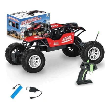 Carrinho Off Road de Controle Remoto Grande Jeep Recarregável USB Brinquedo Anda na Terra