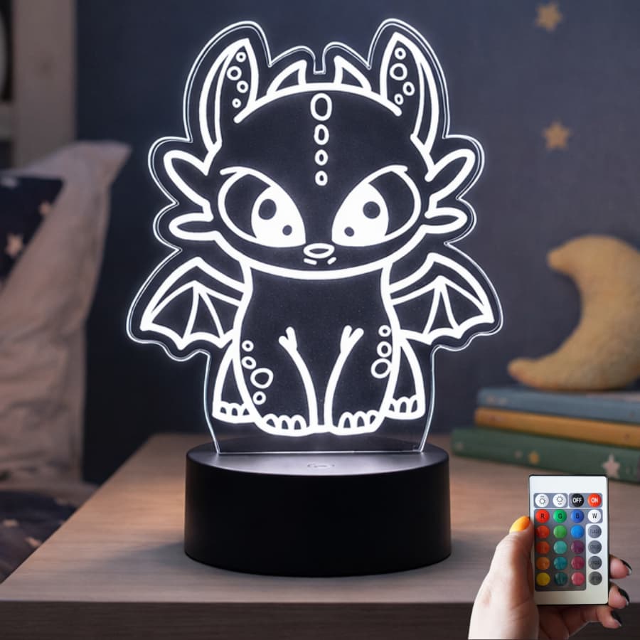 Luminária Banguela Como Treinar Meu Dragão LED 3D Infantil Decoração