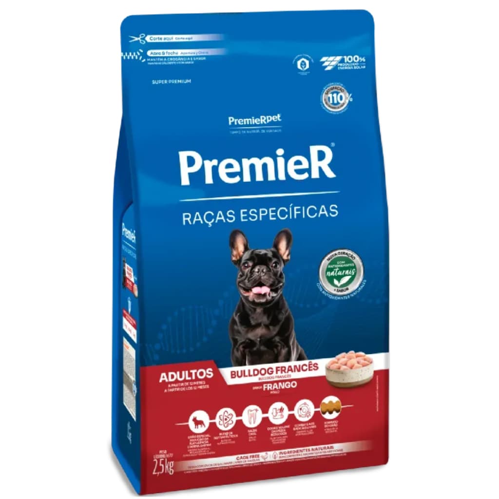 Ração Premier Para Cães Bulldog Francês Adulto Ração 2,5kg
