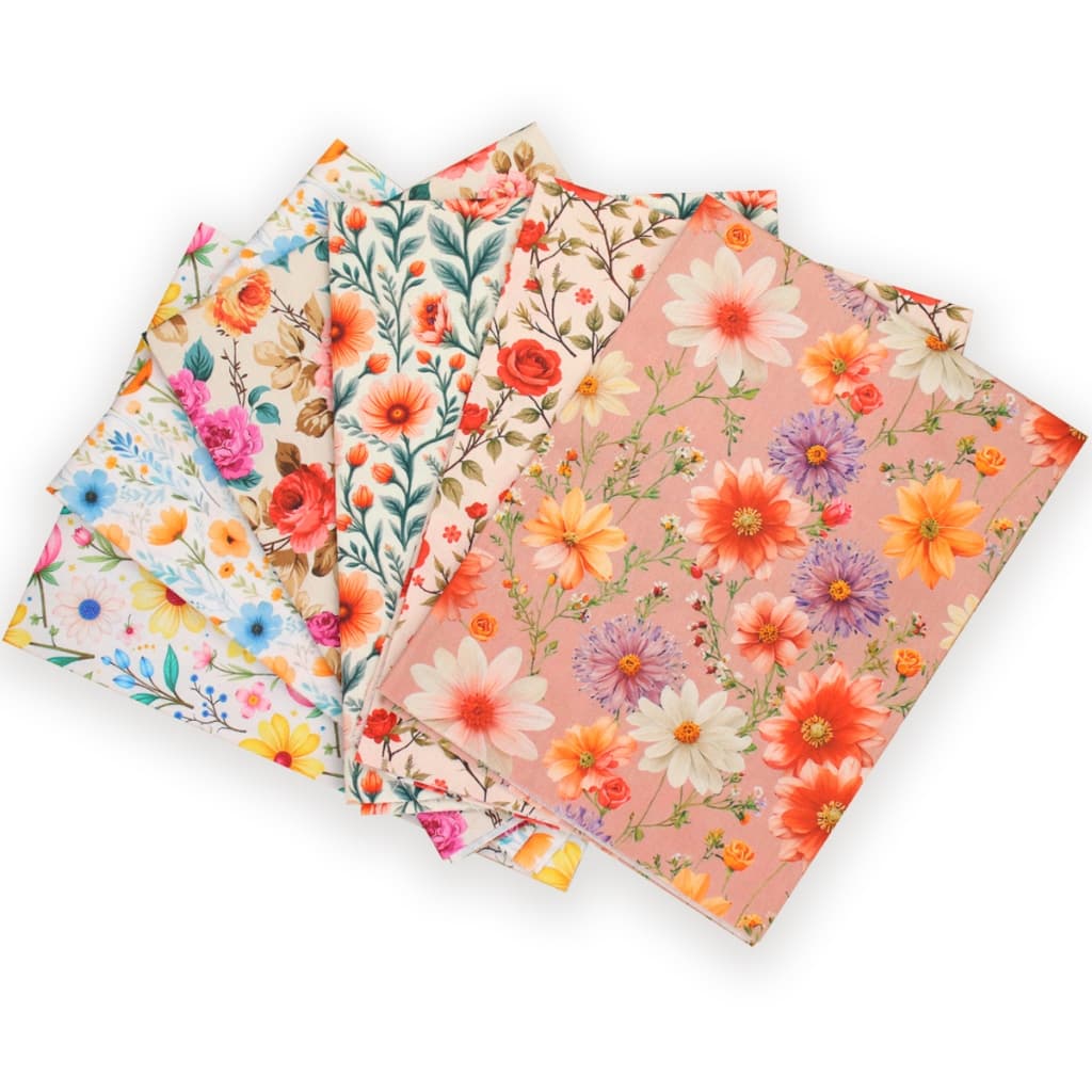Kit Tecido Tricoline Patchwork - Flores - 6 Cortes 50 x 75 cm cada