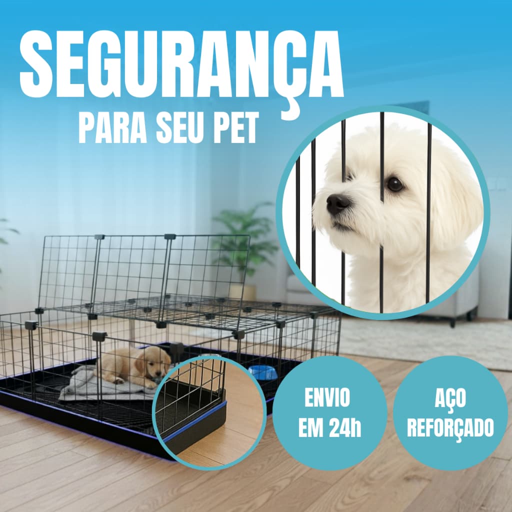 Casinha Cercada Pet 30x30 Com Tampa Grade de Aço Modular