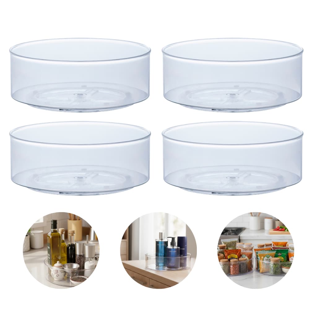 Kit 4 Organizadores Multiuso Redondo Giratório Despensa Cozinha Maquiagem Escritório Banheiro 23cm