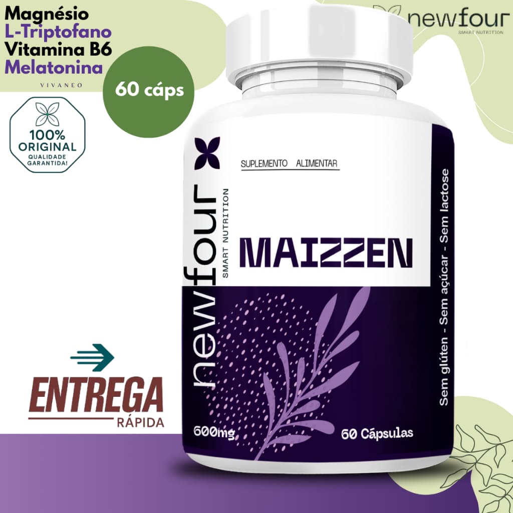 Melatonina + L-Triptofano + Magnésio + Vitamina B6 500mg 60 Cápsulas - New Four