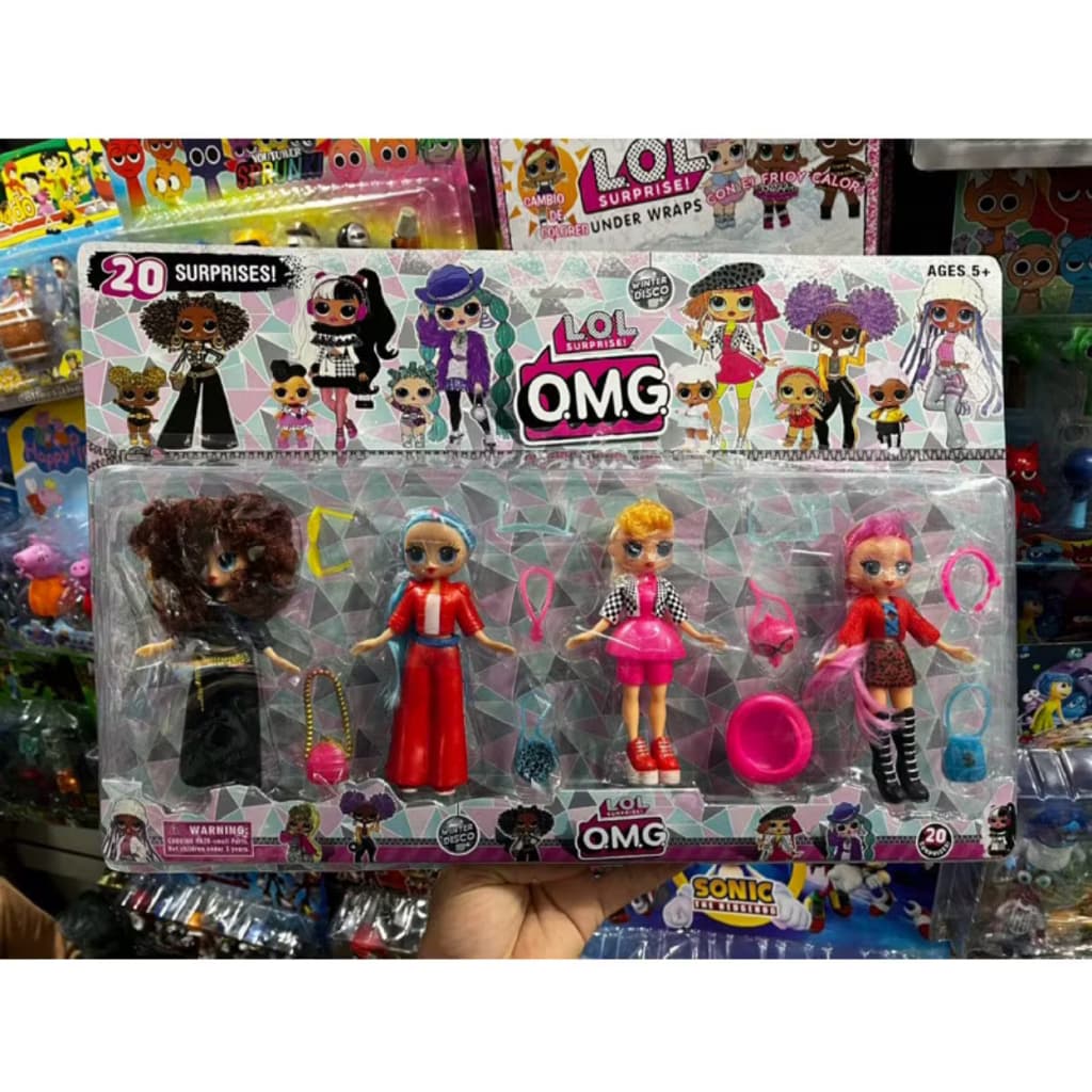 kit cartela 4 bonecas LOL O.M.G  adolescentes articuladas com acessórios