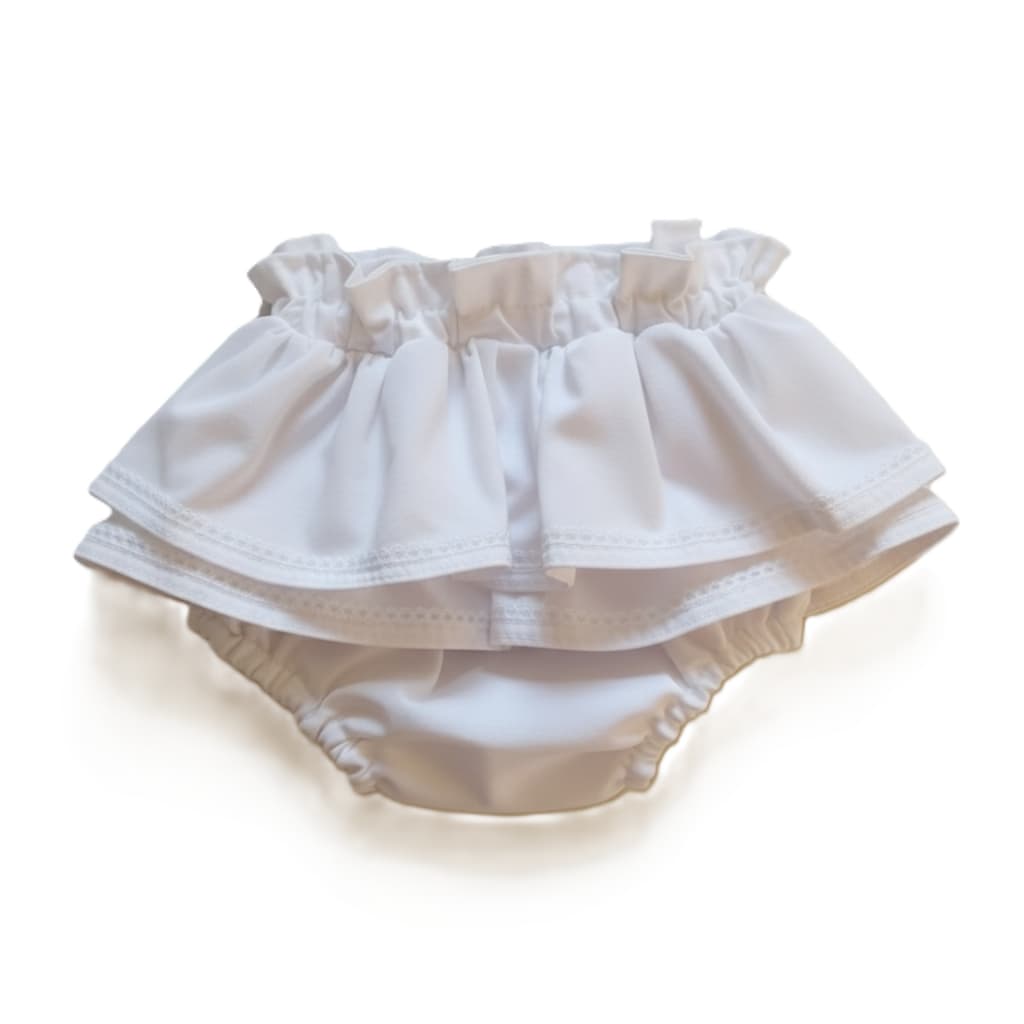 Calcinha Tapa Fralda Infantil Bebe Menina Frufru Bunda Rica com Renda Babado 100% Algodão Macio Premium Batizado Festa