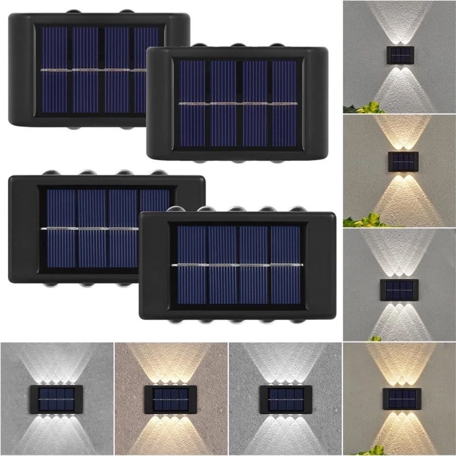 Conjunto com 2 Luminárias Solares｜6/10 LED Slim Luz Quente para Área Externa