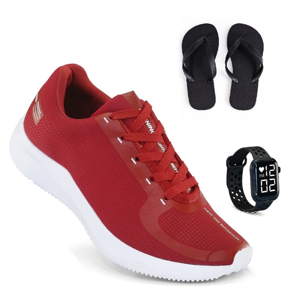 Tênis Masculino Esportivo + Relogio + Chinelo Esportivo do Caminhar ao Treinar com máximo de conforto Leveza e estilo.