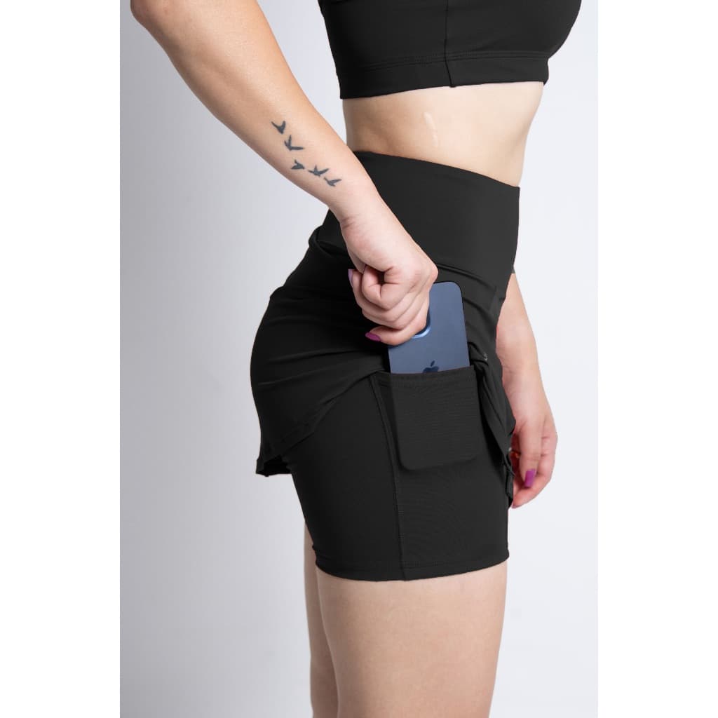 Short Saia Fitness com Bolso Suplex Roupa Feminina Academia Corrida