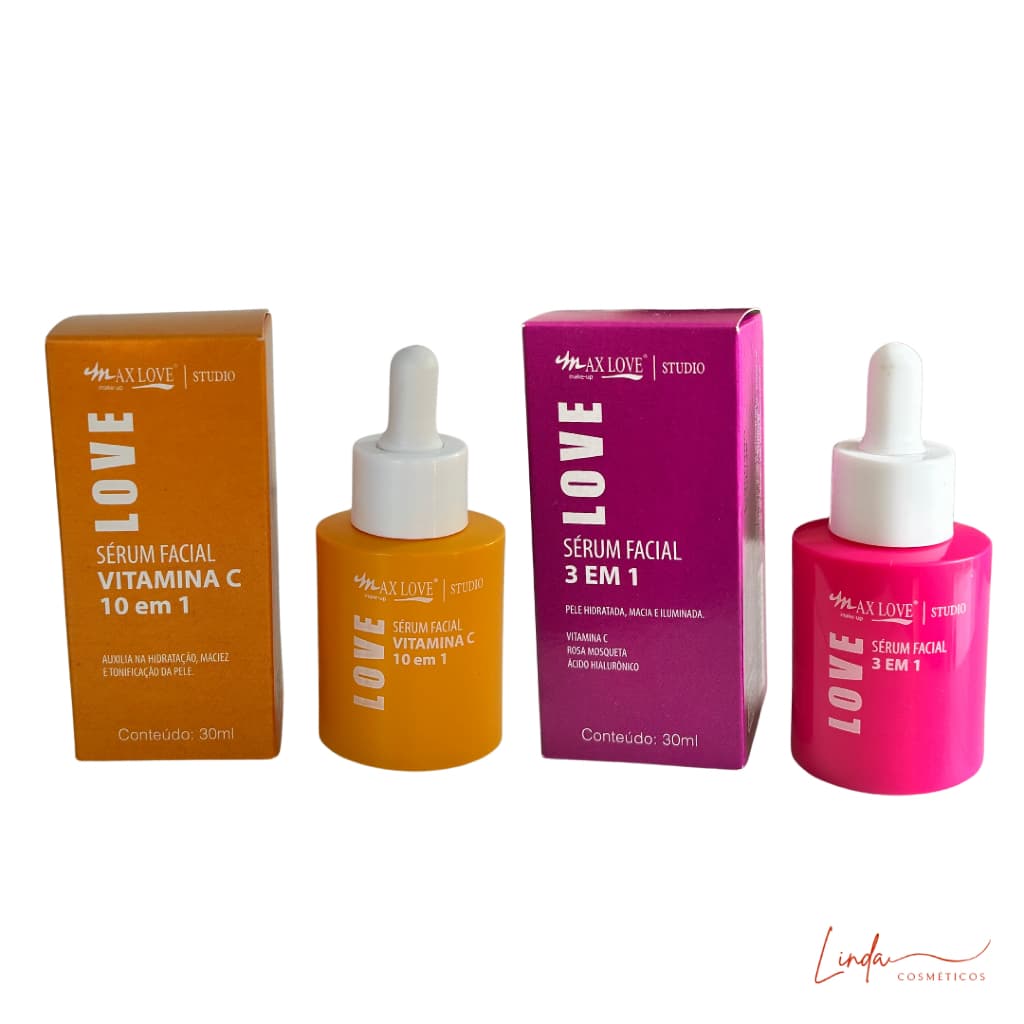 Sérum Facial Max Love Vitamina C ou 3 em 1 Pele Iluminada e Hidratada Skincare