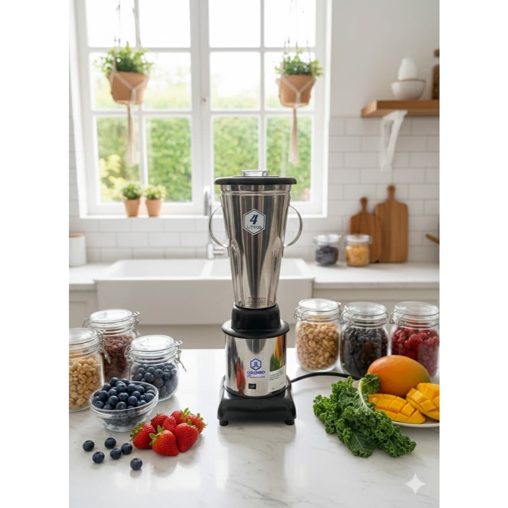 Liquidificador 4L Industrial Total Inox 304 Baixa Rotação 800W  Potente