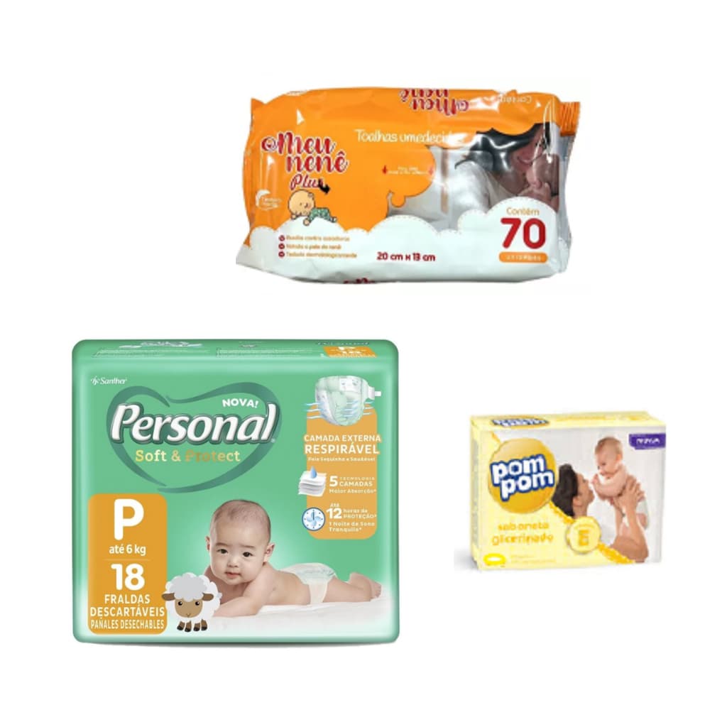 Kit presente Fralda Descartavel Personal Cha de Bebe Rifa Mimo Visitar mamae e bebe hospital fralda lenco sabonete