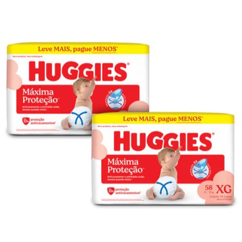 Kit 2 Huggies XG - 58  116 Fraldas Original Envio Imediato
