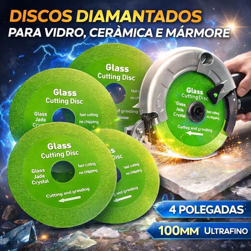 Disco de Corte Diamantado Profissional 100mm (4") para Vidro, Mármore e Cerâmica 1446