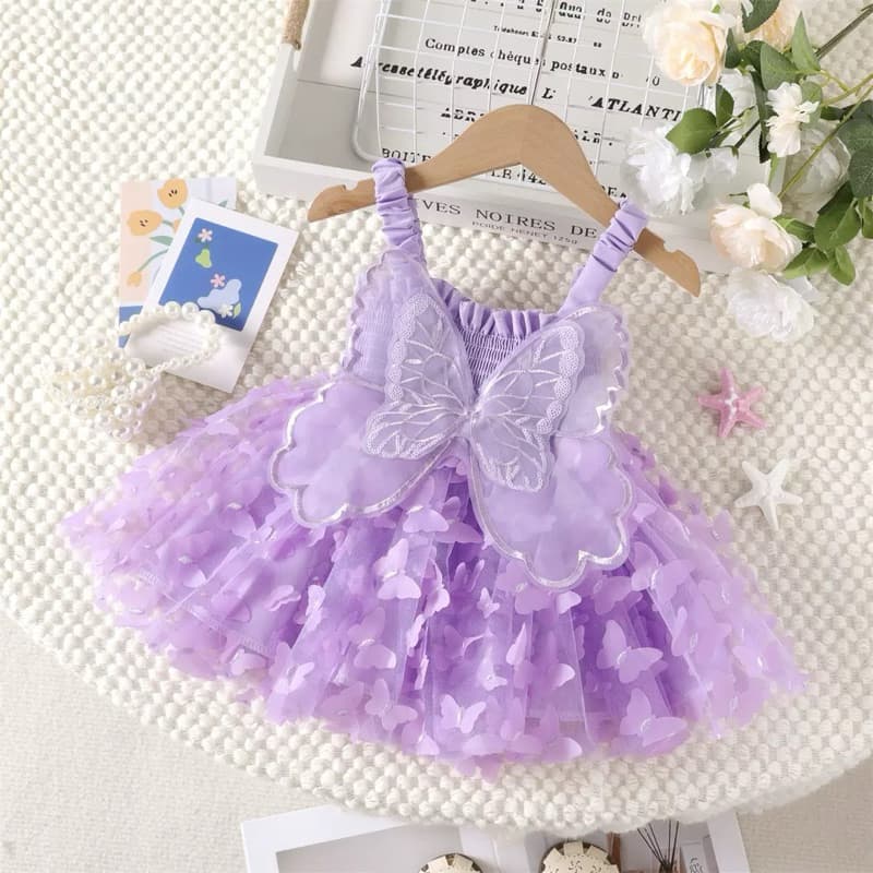 Vestido bebê menina borboleta brilhante do jardim na Aniversário  estilo festa