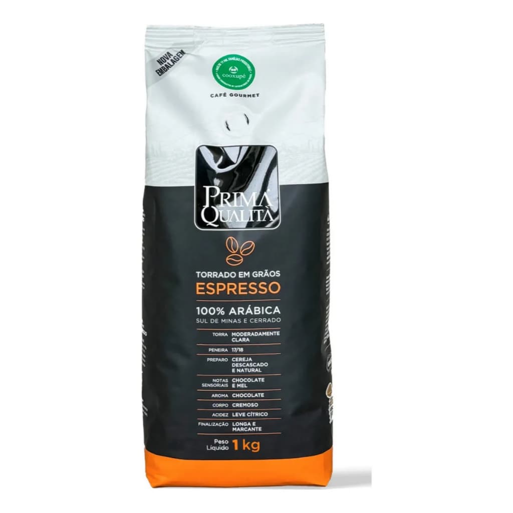 Café Espresso Gourmet Torrado Em Grãos Prima Qualità 1kg