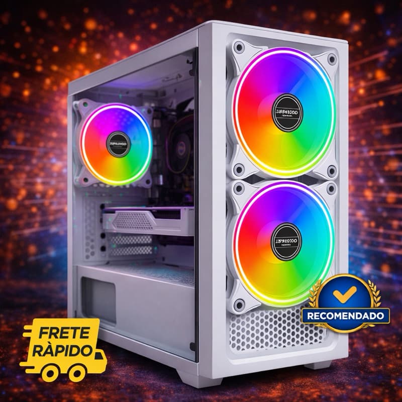 Cooler gamer RGB 120mm Branco com LED Silencioso para PC Gamer Desktop linha premium
