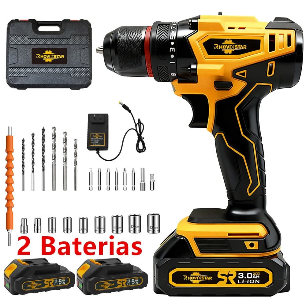 Parafusadeira Furadeira de Elétrica Sem Fio Impacto 3 funções 2 BATERIAS 20V Kit Completo Acessórios