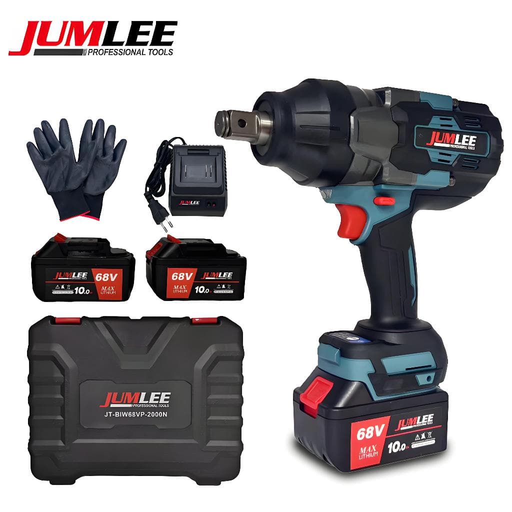 Chave de Impacto Sem Fio JUMLEE 68V - 2000N.m / 1200N.m, 2 Baterias, Kit Completo JT-067