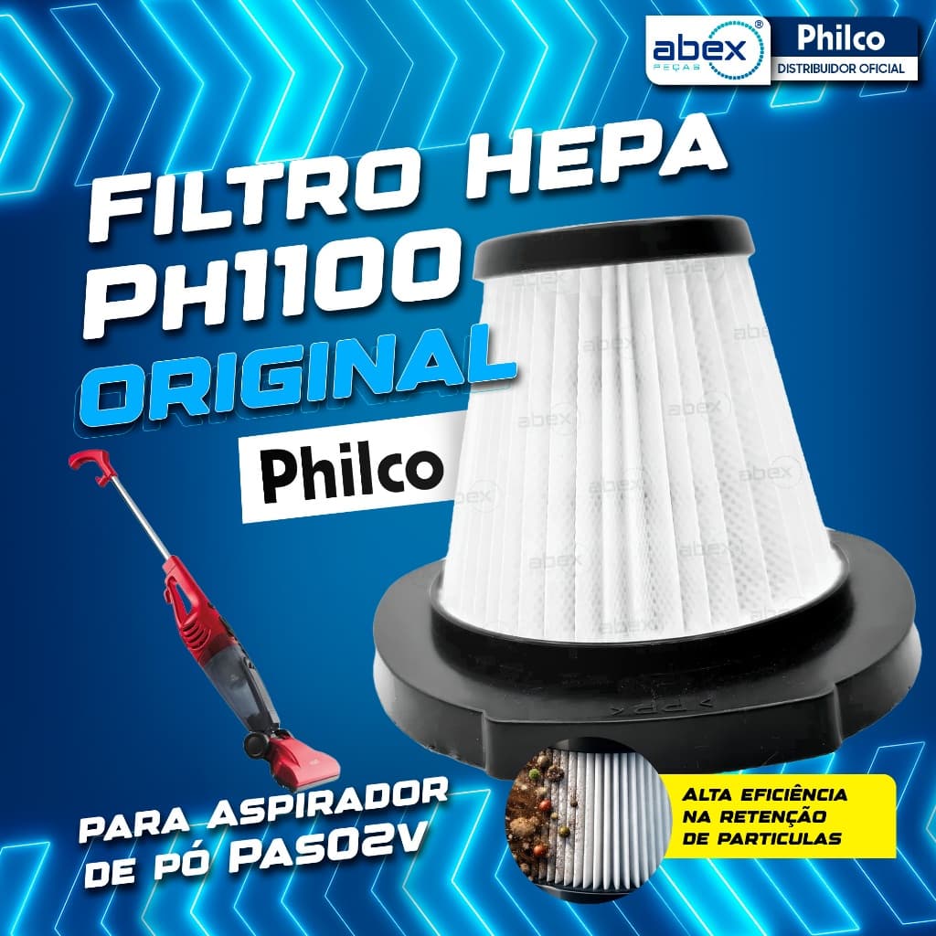 Filtro Hepa Original Philco Rapid Turbo PH1100 PAS02V PAS02C PAS1450C PAS1470V Reutilizável Lavável