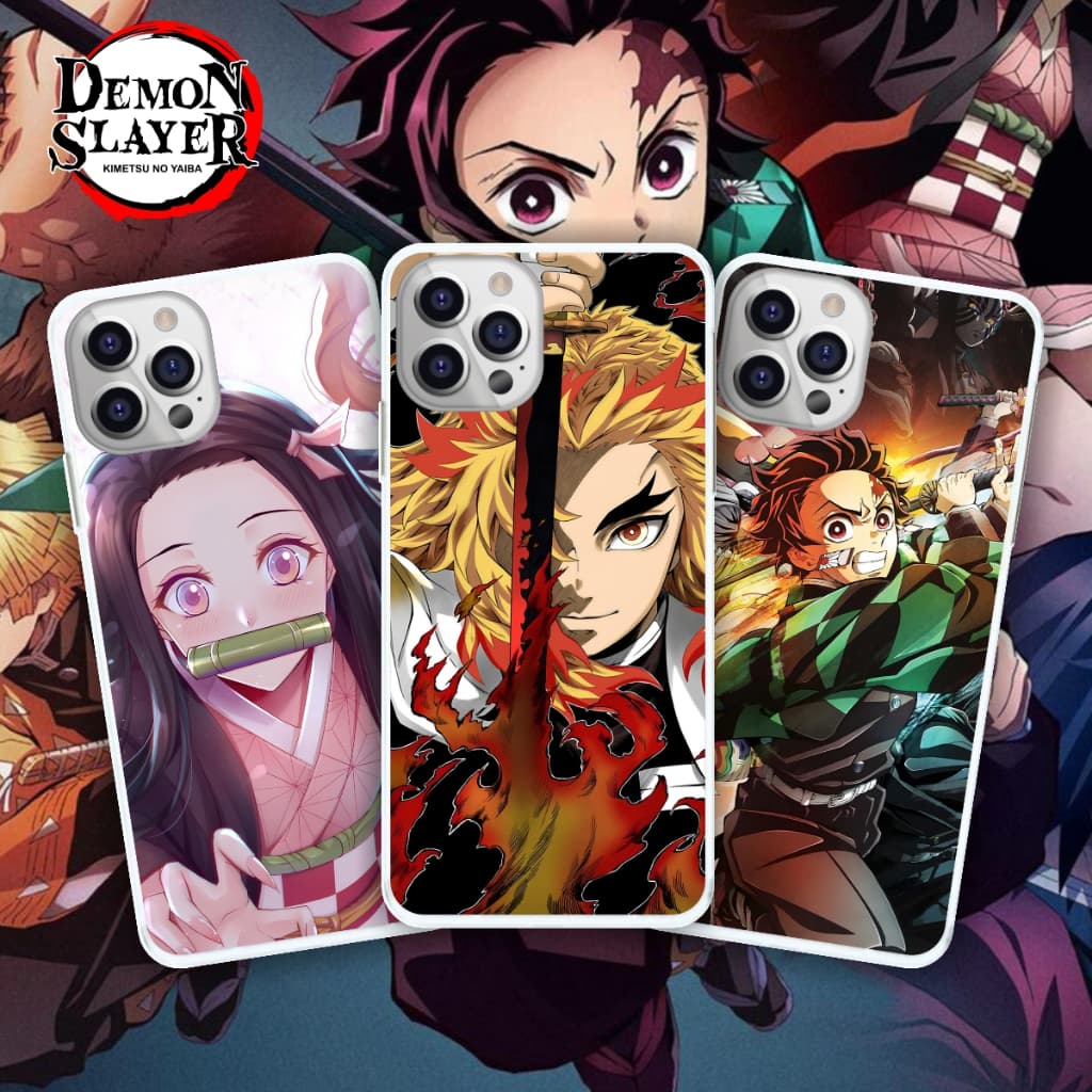 Capinha Demon Slayer Anime Tanjiro Rengoku Kimetsu No Yaiba Capa de Celular