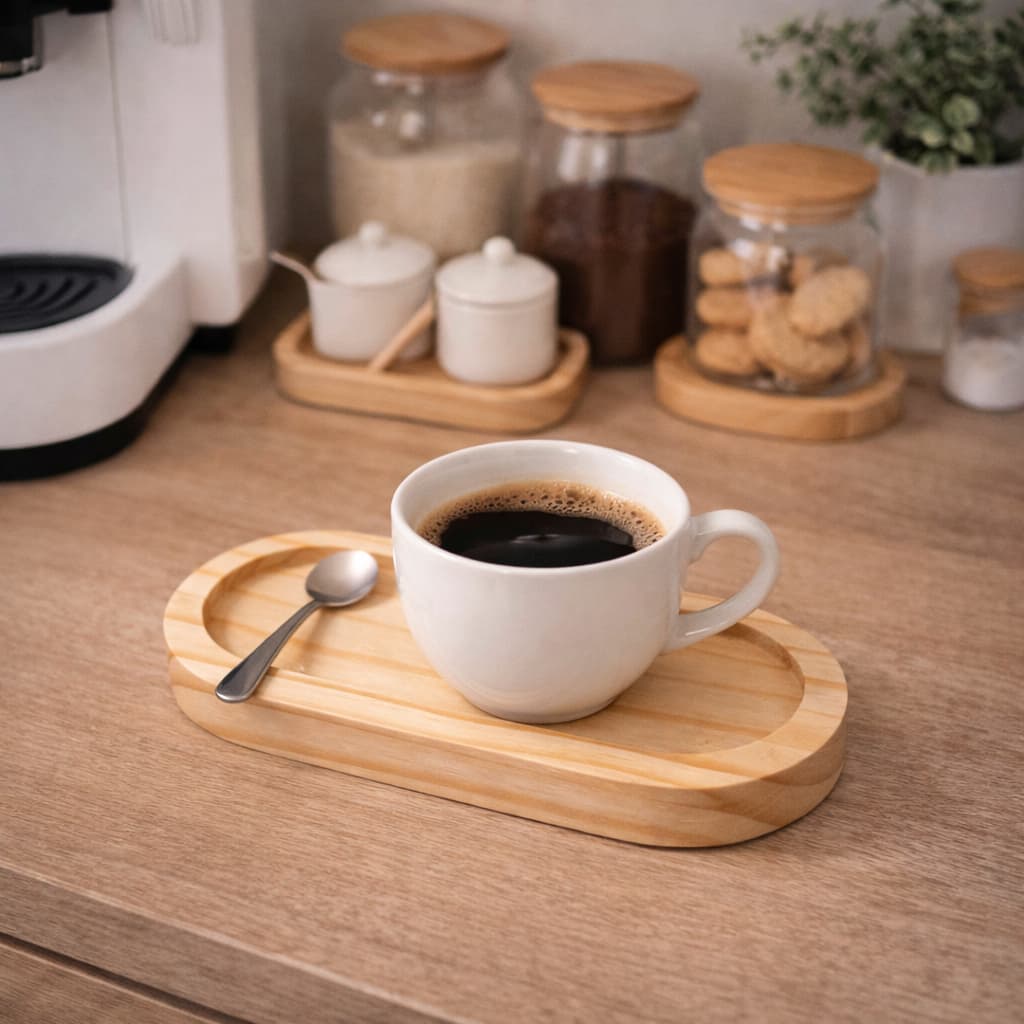Kit Mini Bandeja De Madeira Pinus 16x8 Multiuso Pires Café Xicaras Petisco Organizar Decoração