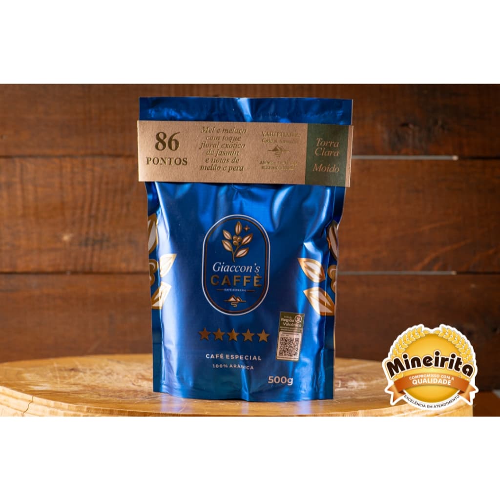 KIT 2 UN CAFÉ  ESPECIAL EM GRÃOS GIACCON'S ARTESANAL TORRA CLARA REGIÃO VULCANICA 100% ARABICA 500g