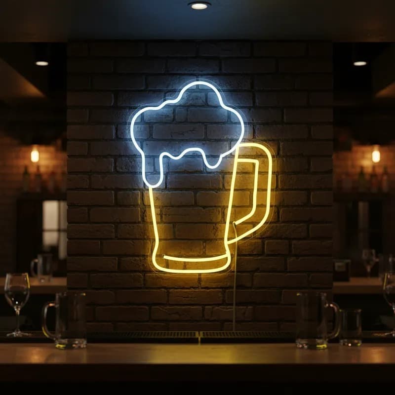 Painel Led Neon Caneca Led Chopp Cerveja Bar Decoração Letreiro para Festa Luminária Baixo consumo 40x27