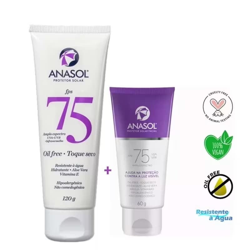 Kit Anasol Protetor Solar FPS 75 200g + Protetor Solar Facial FPS 75 60g