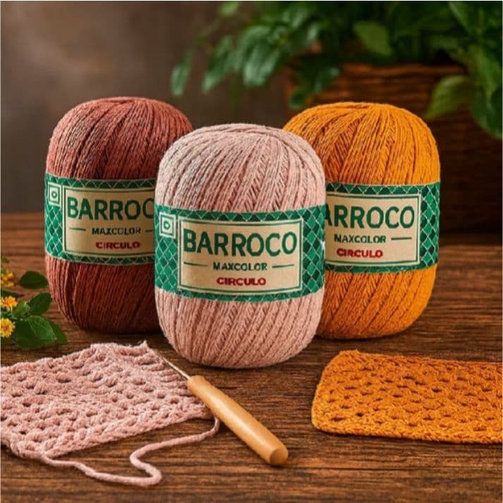 Barbante Barroco MaxColor Nº 6 200g Círculo – 100 % Algodão para Crochê, Tricô e Artesanato