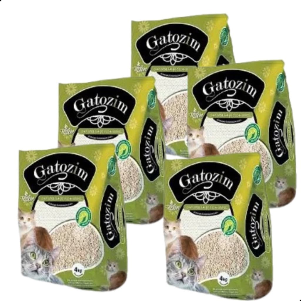 Kit 5 Areias Sanitária Gato - Gatozim 4kg - 100% Natural