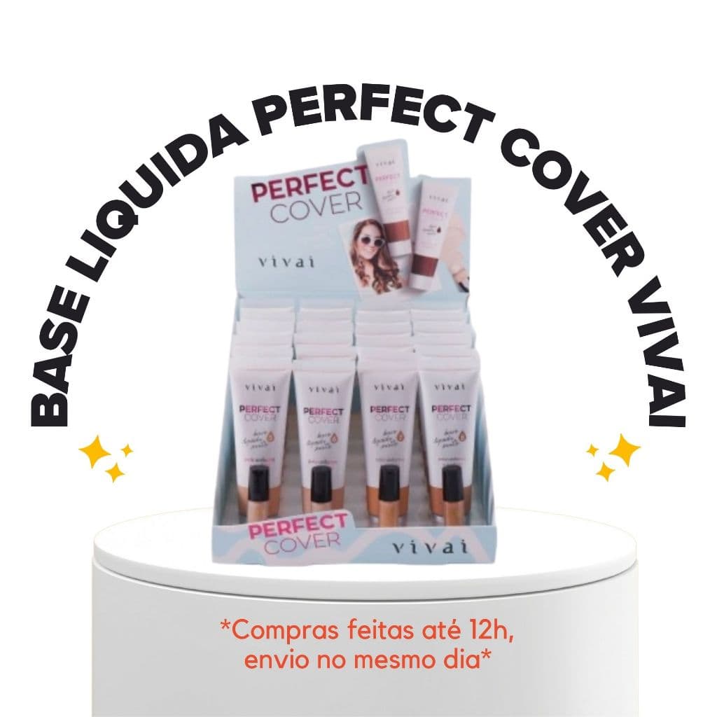 BASE LIQUIDA PERFECT COVER VIVAI DA COR 1 A 4 TONS CLAROS MATTE MAQUIAGEM PELE PARA TODO TIPO PELE