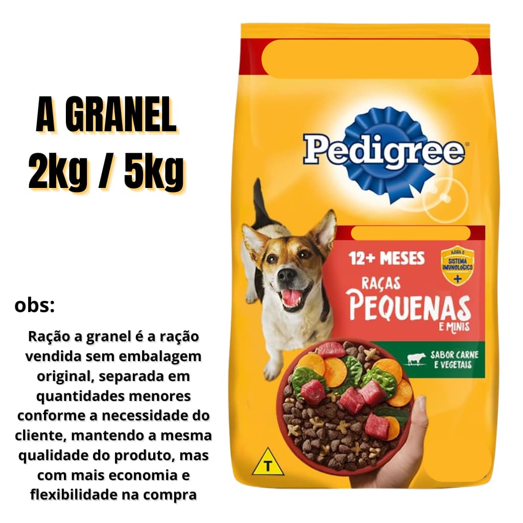 Ração Pedigree A GRANEL RAÇAS PEQUENAS (kit 02 kg ou 05 kg)