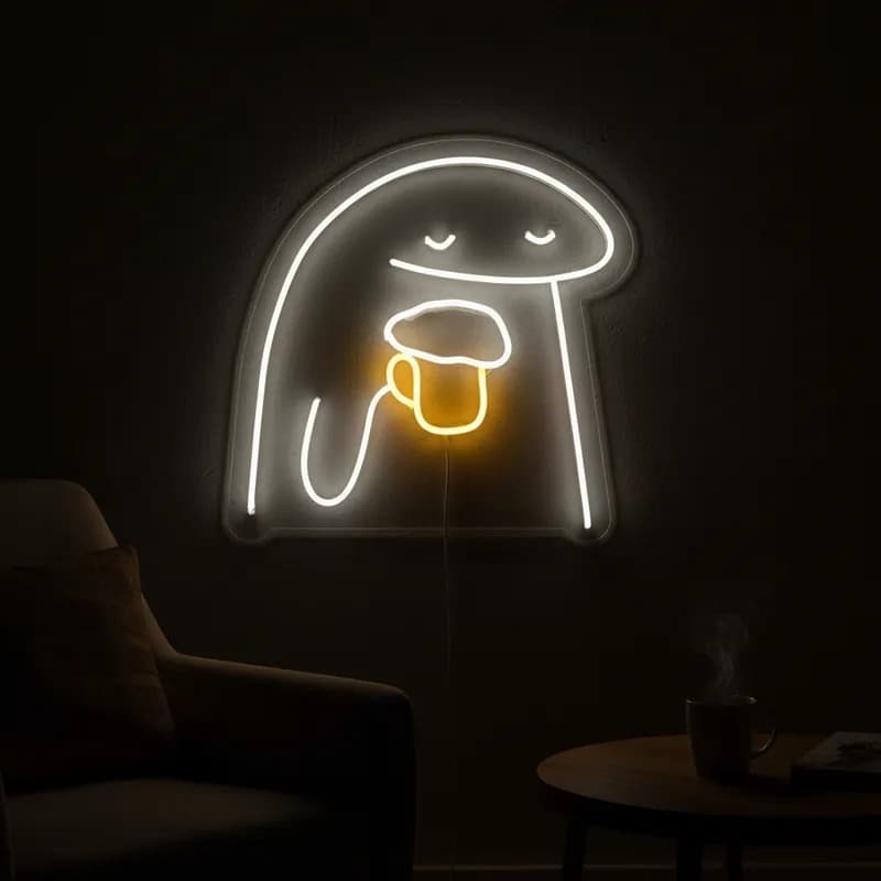 Painel de LED Formato Cerveja Neon Flork Led para Decoração Luminária de Led Baixo Consumo de Energia Abajur